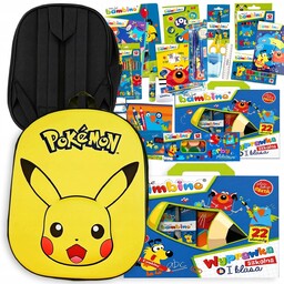 Zestaw Plecak Przedszkolny 3D Pokemon Pikachu Wyprawka Bambino