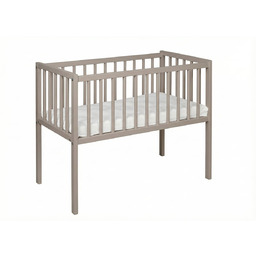 Łóżeczko Charlie taupe 80x40 BUKOWE dostawka materac opuszczany