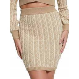 Guess Beżowa Spódnica Mini z Wiskozy z Wzorem