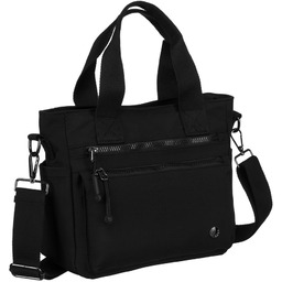 Czarna shopperka damska z poliestru z uchwytami