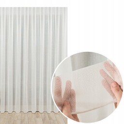 Błyszcząca firana na taśmie off white zagęszczonej siatki