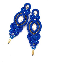 Pakamera Kolczyki sutasz niebieskie ze złotem Ismara wieczorowe