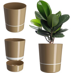 Doniczka na kwiaty okrągła Chisa 29 cm, beżowa