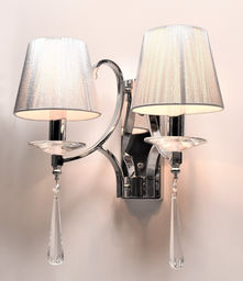 LAMPA ŚCIENNA KINKIET KRYSZTAŁOWY SREBRNY VENISIA W2