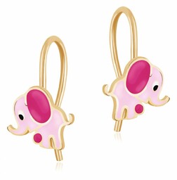 Srebrne Kolczyki 925 Złocone Słoniki Grawer