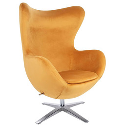 Musztardowy fotel obrotowy Egg KH0101009563 King Home welurowy