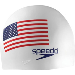 Speedo Unisex-dorosły czepek pływacki silikon, biała flaga