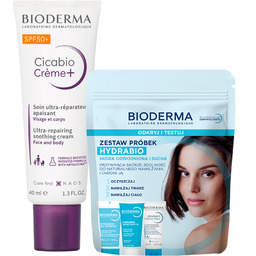 Zestaw Bioderma Cicabio Creme+, krem łagodząco-odbudowujący, SPF 50+,