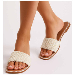 Beżowe płaskie klapki Seasta