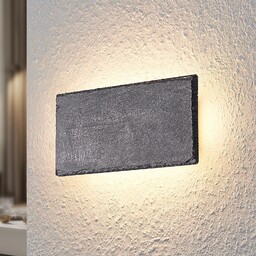 Lampa Ścienna Lindby, Peetu, ściemnialny, szary, salon, kamień,