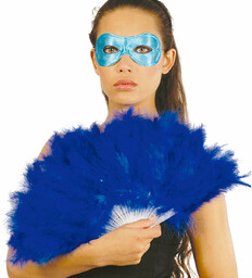 Wachlarz z piór niebieski - 1 szt.
