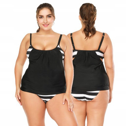 TANKINI KOSTIUM STRÓJ KĄPIELOWY PLUS SIZE XXL CZARNY