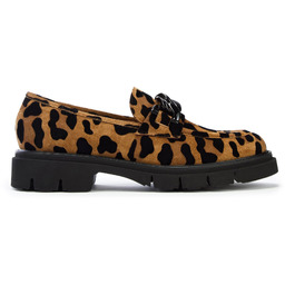 Damskie mokasyny zamszowe w zwierzęcy wzór brązowo-czarne