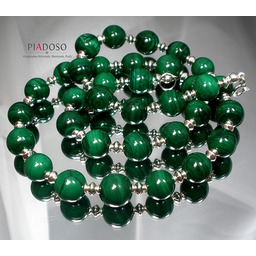 Malachit Piękny Naszyjnik Srebro