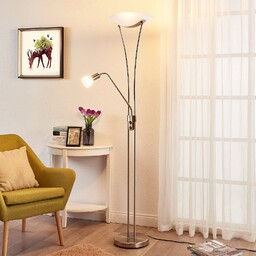 Lampa Podłogowa Lindby, Felicia, szary, salon, metal, nowoczesny