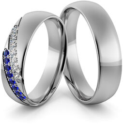 Obrączki ślubne palladowe 5 mm z szafirami