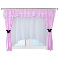 Firana dziecięca Komplet różowe grochy Myszka