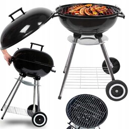 Grill Węglowy Ogrodowy Zamykany Z Pokrywą Okrągły Przenośny