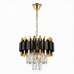 KLASYCZNY ŻYRANDOL KRYSZTAŁOWY CZARNO-ZŁOTY RIVO D25
