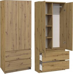 Szafa do sypialni, drzwi, 2 szuflady, 90x50x180 cm,
