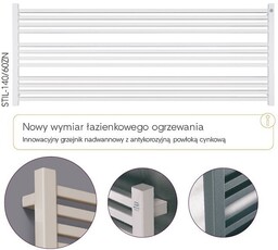Grzejnik łazienkowy Instal Projekt Stick Level 800x555 STIL-80/60ZN