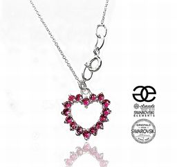 Naszyjnik Kryształy Różowe Serce Srebro Certyfikat