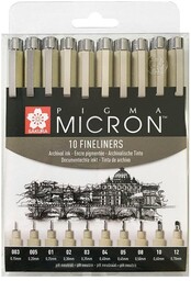 Zestaw Pigma Micron 10 Grubości Sakura