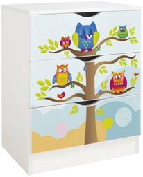 OUTLET Drewniana biała komoda z szufladami Sowy, meble