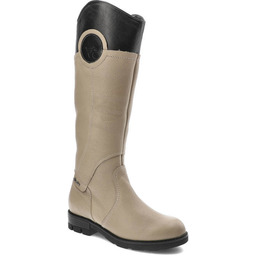 Beżowe Kozaki Karino Damskie Wygodne Obuwie