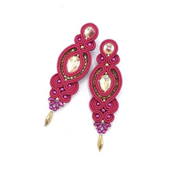 Pakamera Kolczyki sutasz różowe ze złotem Ismara wieczorowe