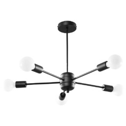 Sollux 5-płomienna lampa wisząca SL.1022 czarna do sypialni