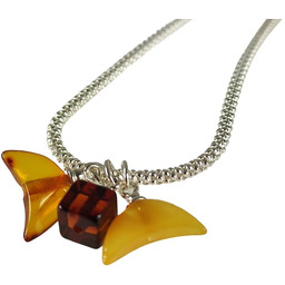 Kolia z wielokolorowym bursztynami