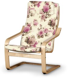 Poduszka na fotel Poäng II, różowo-beżowe róże