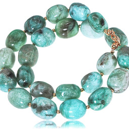 Amazonit Oryginalny Przepiękny Naszyjnik Złote Srebro