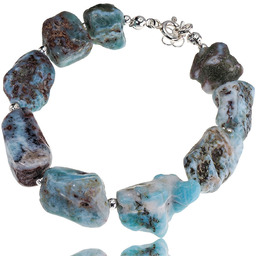 Naturalny Larimar Przepiękna Bransoletka Srebro