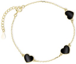 Pozłacana srebrna bransoleta gwiazd celebrytka serca serduszka czarna