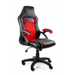 Fotel gamingowy Biuro Dynamiq V7 czarny-czerwony Obrotowy Ekoskóra