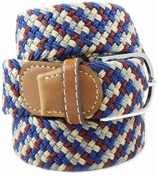 Pasek Elastyczny, Niebiesko-Szary Pleciony, do Spodni, Casualowy, Parciany