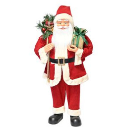 Figura tekstylna Święty Mikołaj z prezentem 90 cm