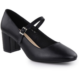 Czółenka na niskim obcasie z paskiem czarne Sergio