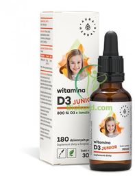 Witamina D3 Junior 800IU dla Dzieci, Krople, Aura