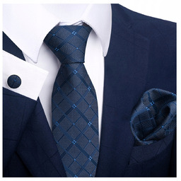 Elegancki zestaw krawat + poszetka + spinki