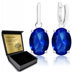 Kolczyki Srebrne 925 Z Szafirem Biżuteria Dla Kobiety