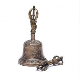 Mosiężny dźwon z dorje ozdobiony symbolami Ganesha