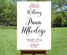 Plansza Witamy Pana Młodego - Piwonie