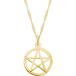 Naszyjnik srebrny pozłacany pentagram biały pentakl