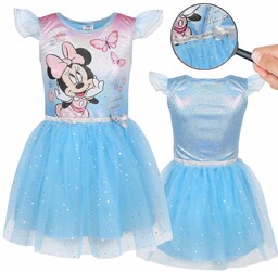 DISNEY Myszka Minnie Niebieska sukienka z tiulem