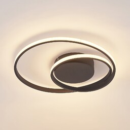 Lampa Sufitowa Lindby, Emisua, ściemnialny, czarny, salon, aluminium,
