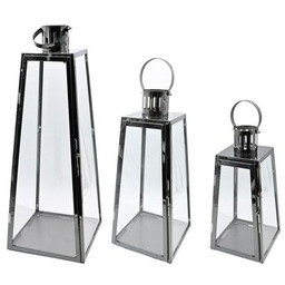 Komplet latarni metalowych 3 sztuki grafitowy