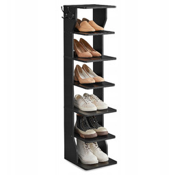 Praktyczna czarna wąska szafka na buty 6 półek